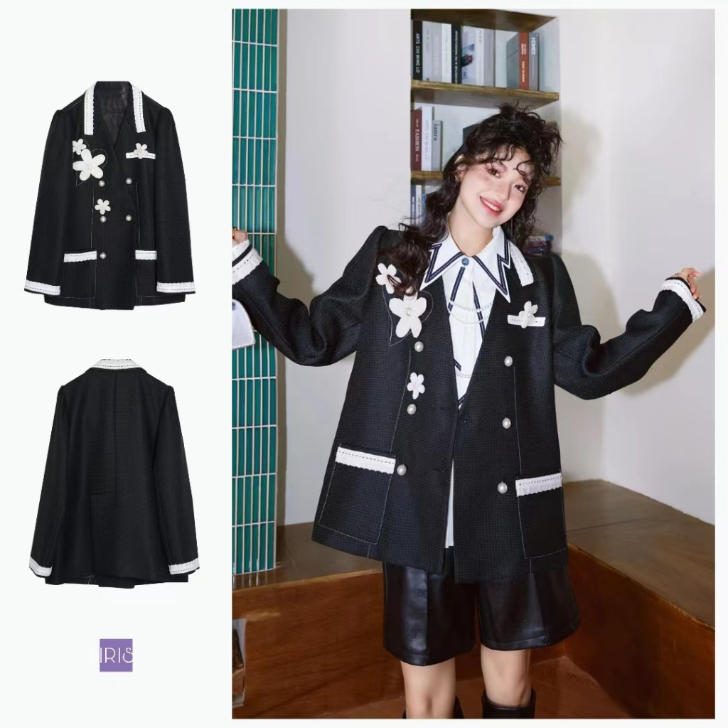 IRIS BOUTIQUE 泰國製造 小眾設計 Dark mood jacket黑色西裝外套