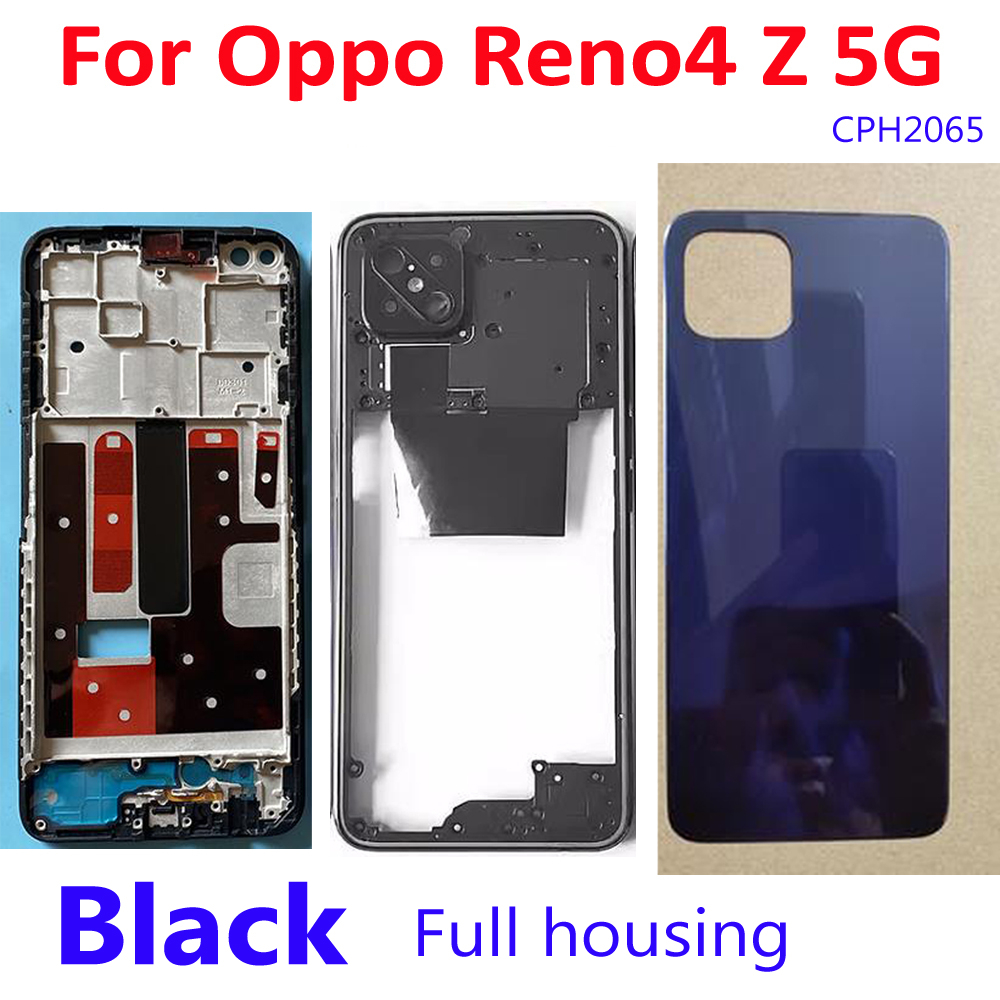 Oppo Reno4 Z 5G Reno 4Z CPH2065 LCD 面板框架前中框外殼電池門後蓋外殼的完整外殼