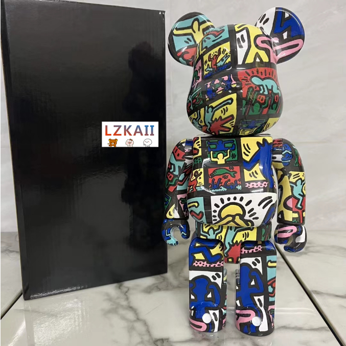 Bearbrick Keith Haring 塗鴉 400% 28 厘米齒輪接頭 ABS Be@rbrick 可動人偶系