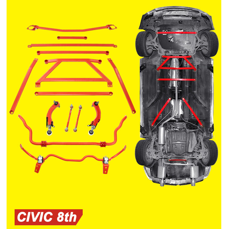 底盤強化拉桿 八代思域專用 引擎室平衡桿 汽車改裝 本田思域CIVIC 8 旅圖防傾桿 李子串可調式擺臂