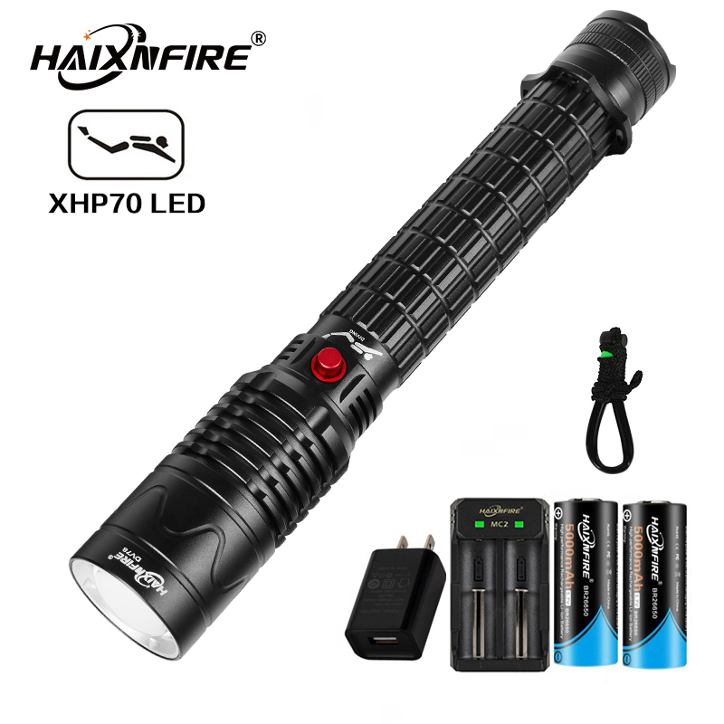 Haixnfire DV78伸縮變焦潛水手電筒4500流明水水下防水手電筒LED水肺潛水手電筒