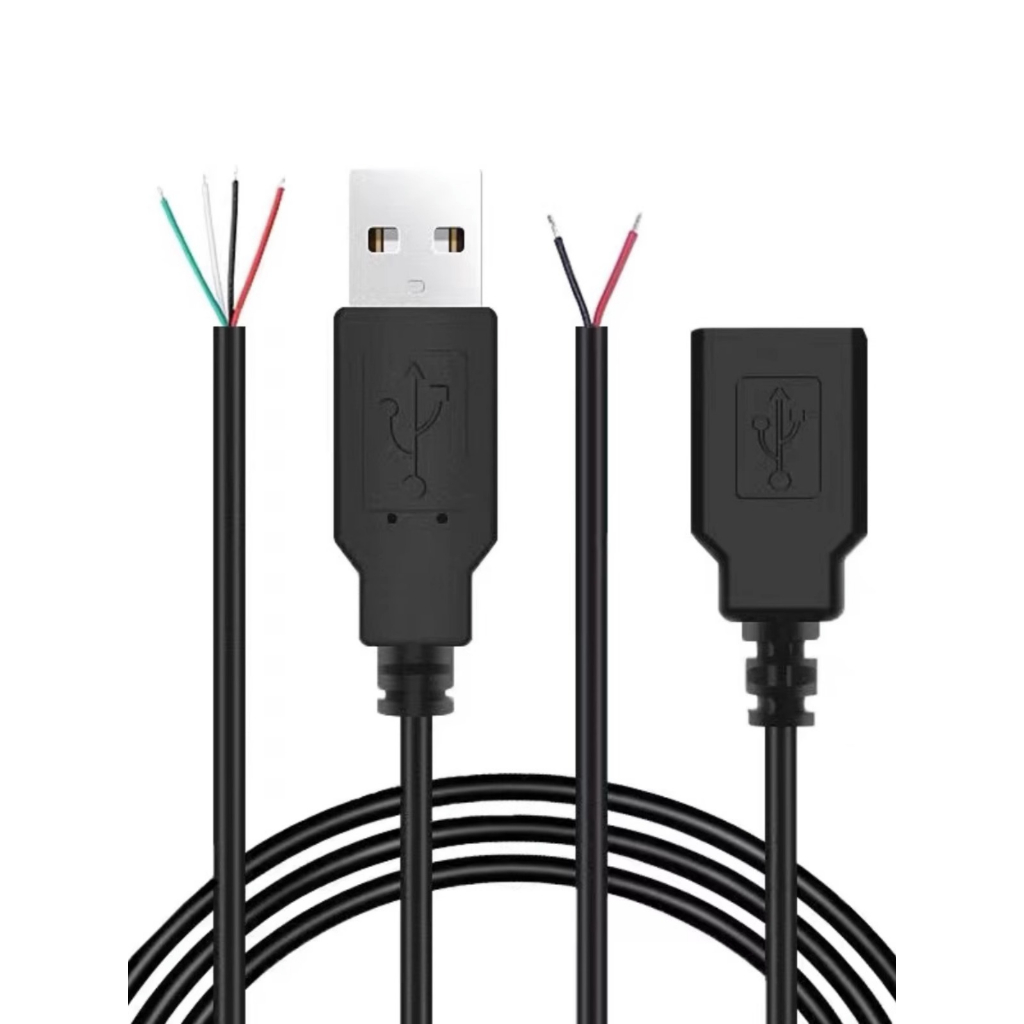 全銅USB單公頭單母頭兩芯充電線 四芯數據線 USB連接線上錫供電線