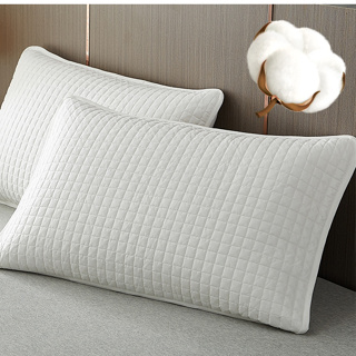 100% 純棉枕套 純棉枕頭套 白色灰色絎縫枕套 隔髒枕套 柔軟透氣可機洗