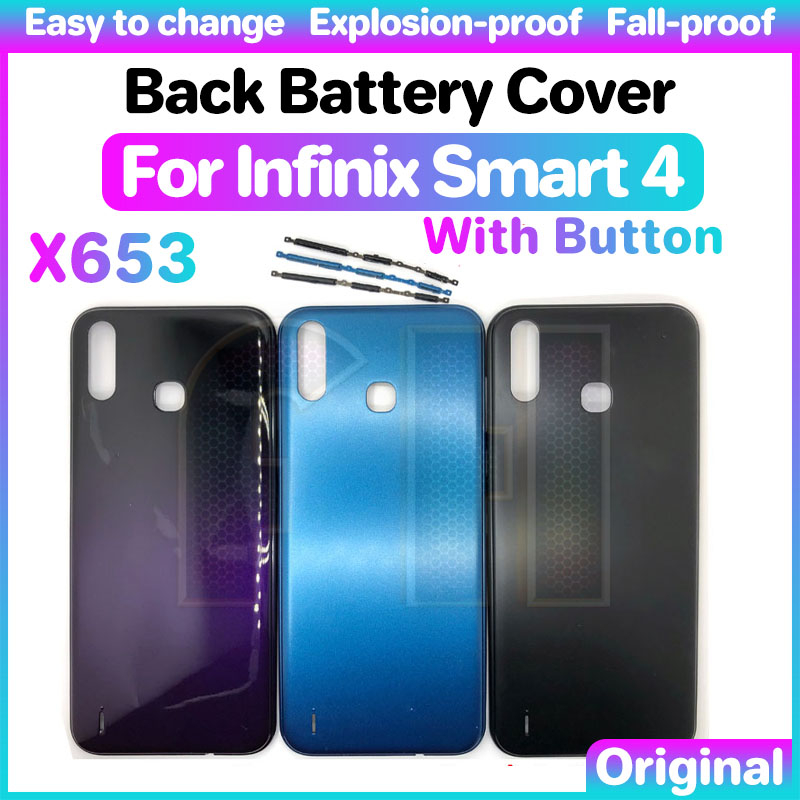 Infinix Smart 4 X653 後殼玻璃門後殼相機鏡頭玻璃的後蓋電池蓋玻璃外殼