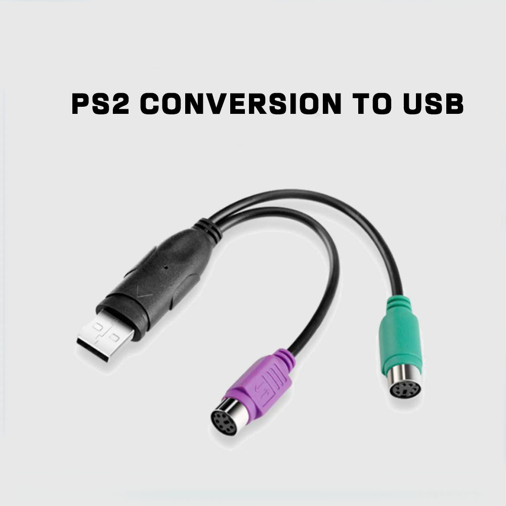 PS2轉usb電腦轉接頭線 滑鼠鍵盤圓口圓頭ps/2母轉USB公接口轉換器--*-