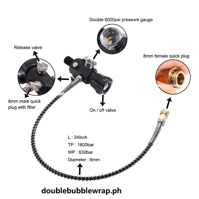 Pcp 適配器調節器氣缸補充供應閥門彩彈配件氣槍配件油箱零件 Sodastream HPA