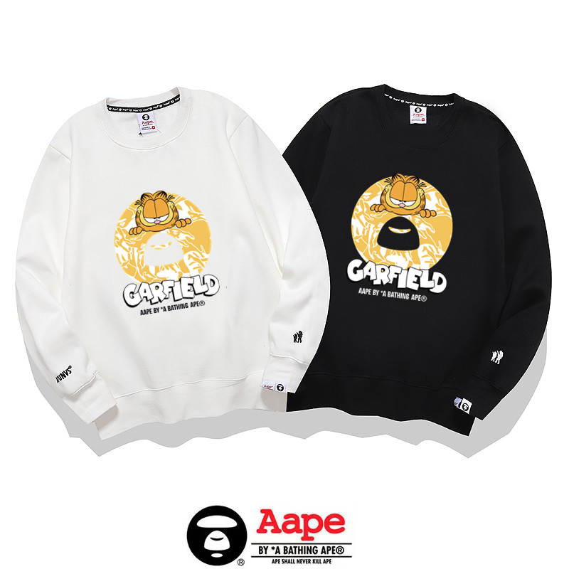 Aape BAPE 新品毛絨加厚棉最佳品質印花長袖外套連帽衫黑色白色毛圈材料男士女士迷彩標誌休閒時尚