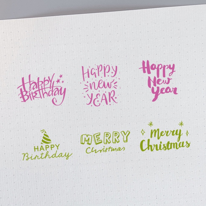 新年郵票 耶誕郵票 可愛兒童生日英文卡通字母 連續印章 賀卡包裝diy手帳