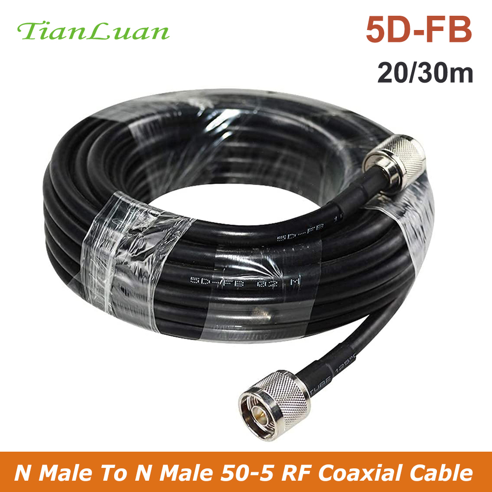 20m / 30m 5D-FB 同軸電纜線 50ohm 50-5 線,帶 2 個用於助推器/天線/功率分配器/中繼器的
