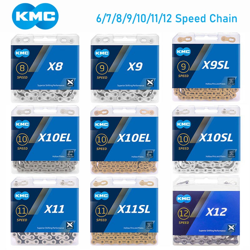 Kmc 自行車鏈條 X8 X9 X10 X11 X12 MTB 公路自行車鏈條,適用於 8/9/10/11/12 速公路