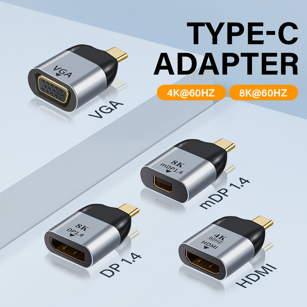 Usb C 型轉 HDMI/VGA/DP 顯示端口/MINI DisplayPort 轉換器電纜適配器 8K 4K 60