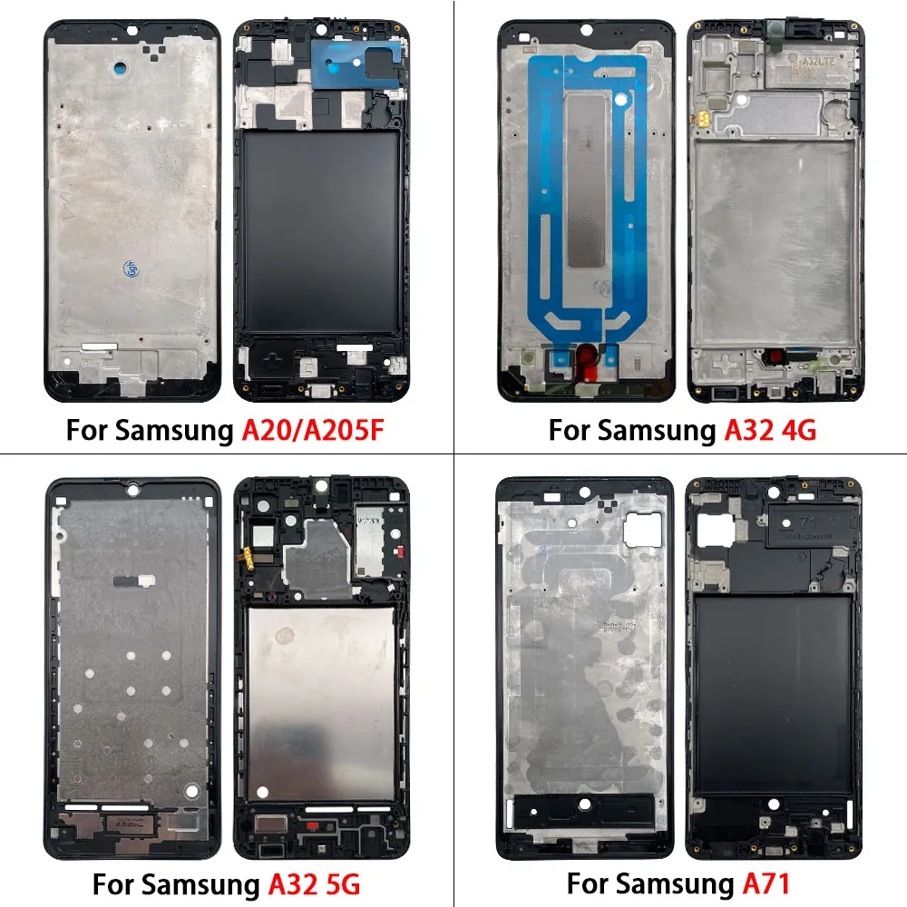 SAMSUNG 適用於三星 A02S A20 A71 A03 Core A32 4G 5G 前殼中面板的外殼 LCD 框