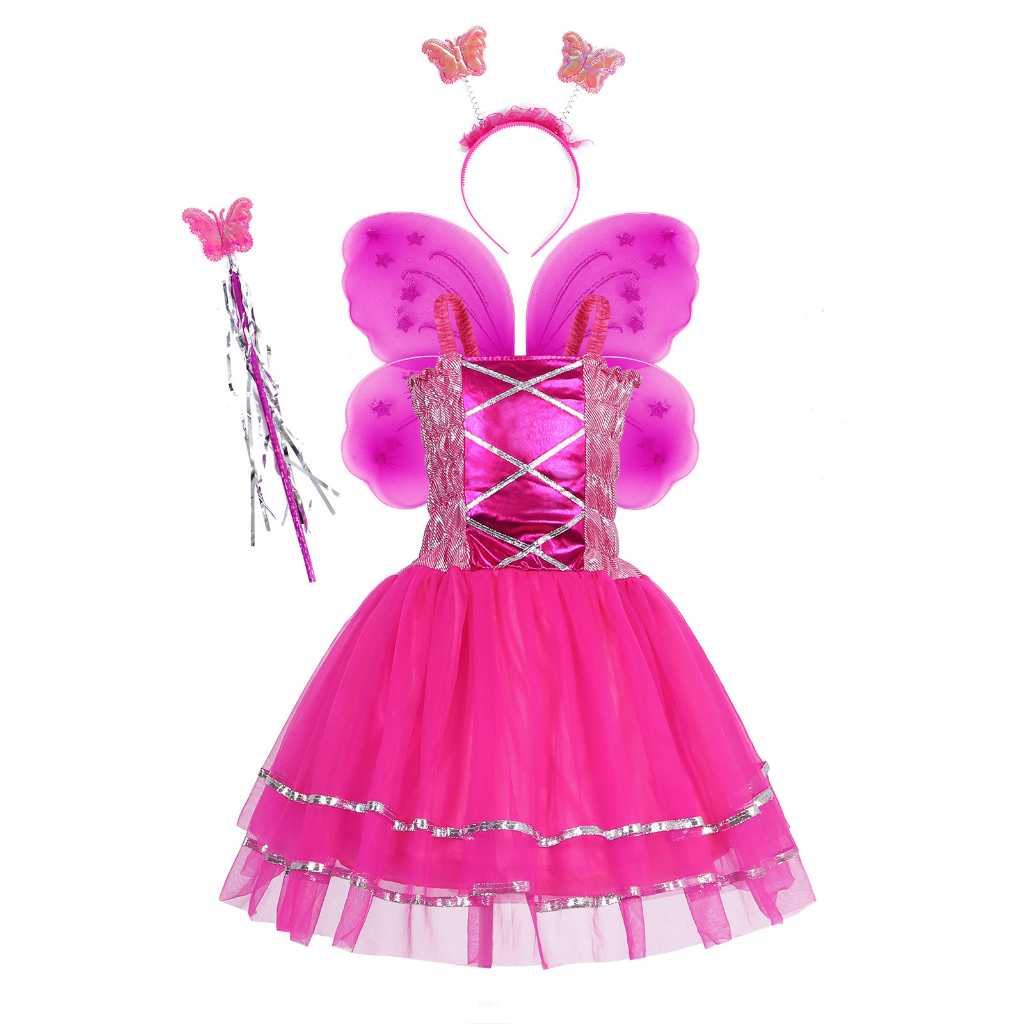 聖誕女孩仙女翅膀禮服服裝 4 件裝 3-8 歲