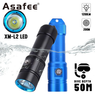 Asafee AF17D L2 50M 水下潛水手電筒 LED 1200LM SOS 燈電池顯示手電筒 IPX8 防水燈