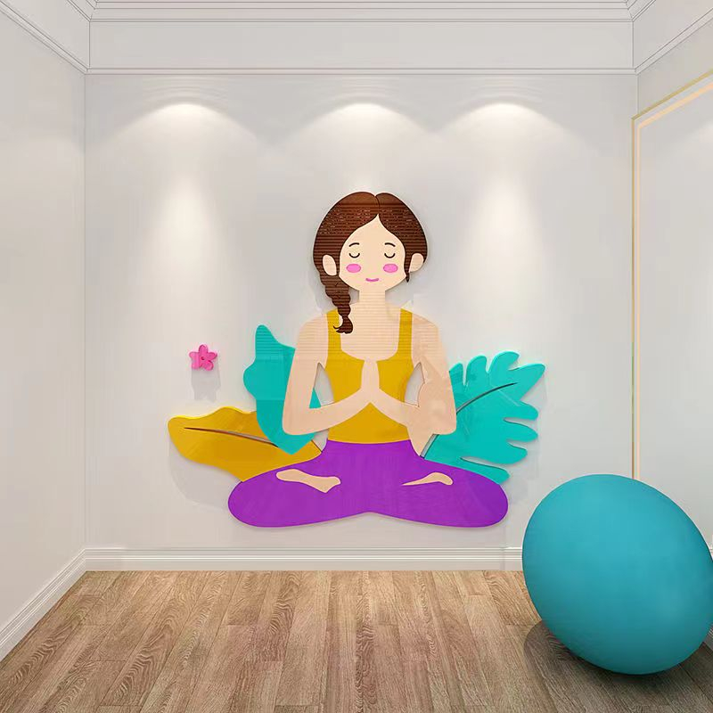 【DAORUI】養生瑜伽館瘦身健身房大廳背景牆面裝飾舞蹈教室文化牆佈置3D亞克力貼畫