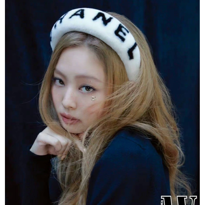 Blackpink Jennie 韓國可愛 Ins 羊毛髮箍字母頭帶髮飾