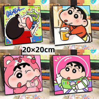 小新小葵 Drofe 20x20cm 帶框兒童繪畫數字繪畫蠟筆小新卡通油畫裝飾掛畫