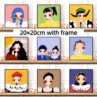 Drofe 20x20cm 帶框兒童繪畫數字繪畫卡通油畫裝飾掛畫