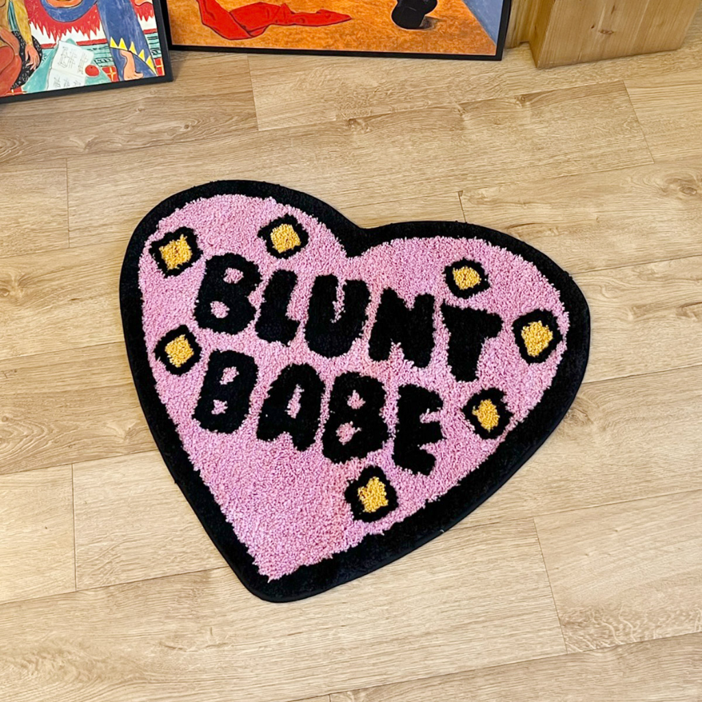 Blunt Babe 簇絨地毯 100% 手工粉紅色心形簇絨地毯浴室墊臥室地毯衣帽間墊地墊家居裝飾