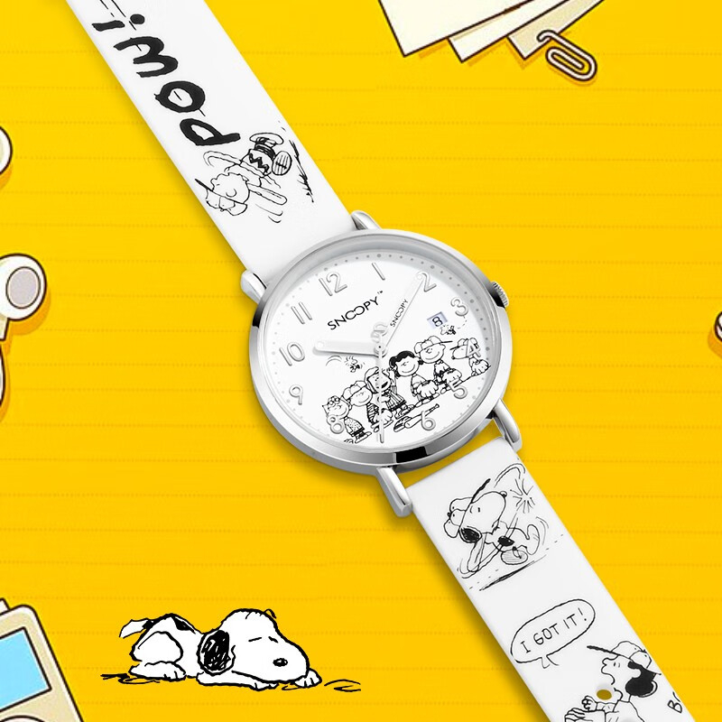 SNOOPY漫畫女款手錶日曆顯示夜光指針石英手錶防水走時精準高清鏡面SNW920可愛交換禮物