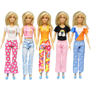 6 款/多件迷你娃娃配件 30 厘米兒童玩具時尚上衣褲子衣服芭比娃娃 11.5 英寸娃娃 DIY 6 歲女孩生日禮物