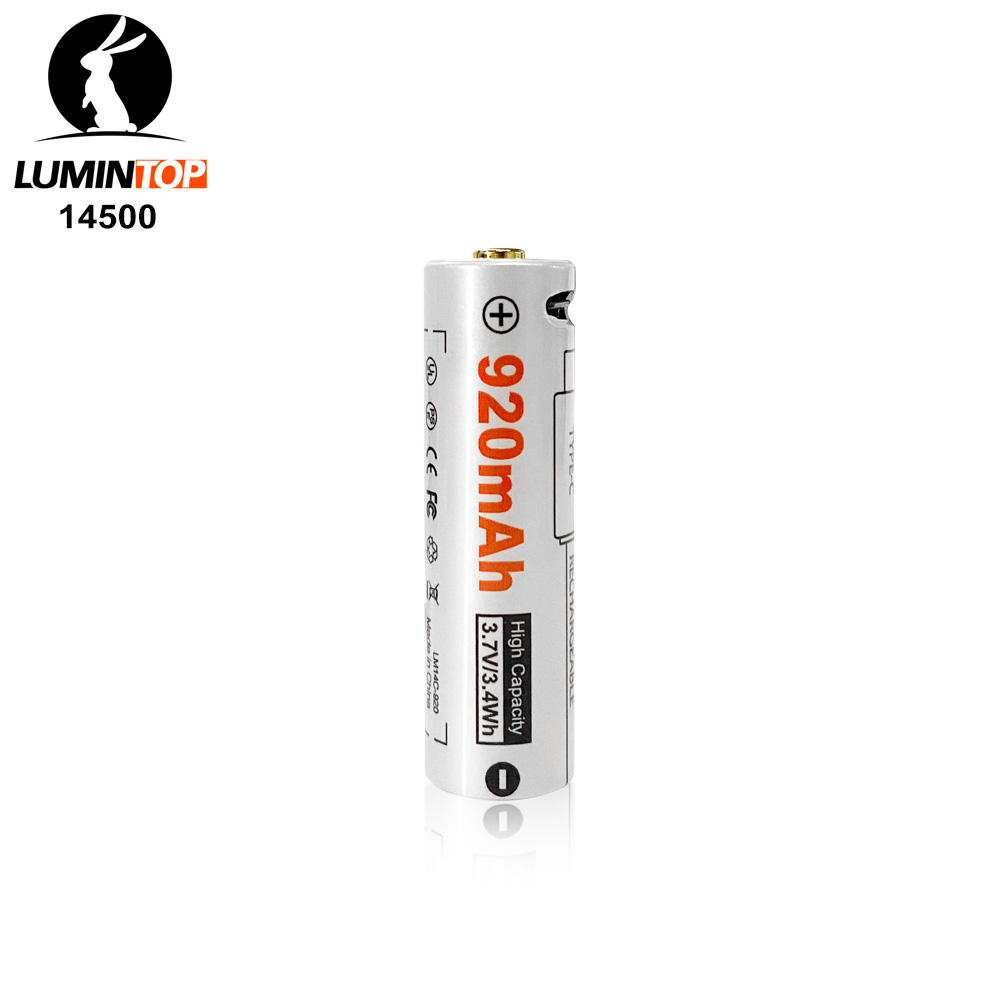 Lumintop 14500 手電筒 電池帶USB TYPE-C 充電口 3.7V 920mah 14500 batte