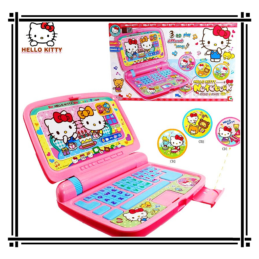 [送給小公主的理想禮物] 正版Hello Kitty凱蒂貓仿真手提電腦兒童女孩過家家益智玩具禮物