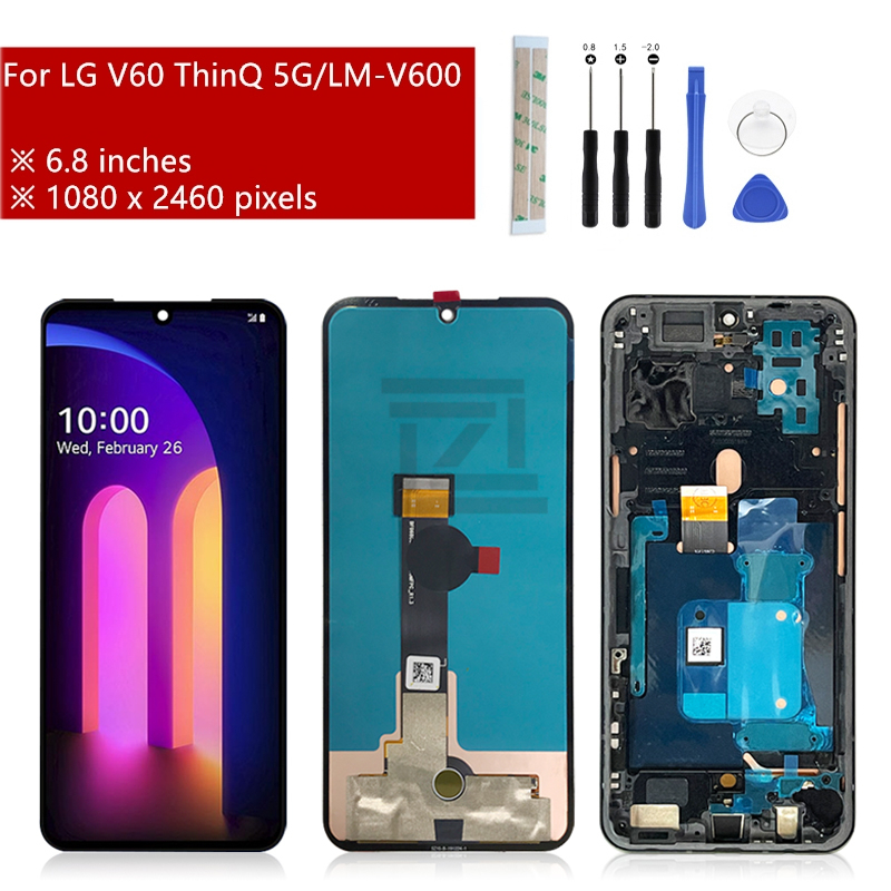 適用於 LG V60 ThinQ 5G 液晶顯示屏觸摸屏數字化儀組件液晶數字化儀 LM-V600 顯示屏更換維修零件 6