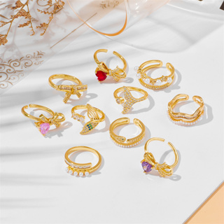 『時光物語』韓國時尚開口食指戒指女閨蜜設計感蝴蝶結花朵珍珠鋯石指環手飾