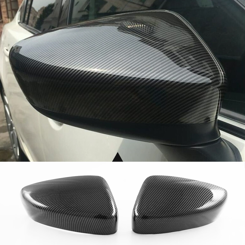 適用於 MAZDA 2 2015-2021 碳纖維花紋汽車後視鏡罩飾條,MAZDA2 後視鏡裝飾