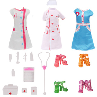 娃娃衣服醫生護士套裝製服迷你女孩玩具芭比娃娃配件俄羅斯 DIY 禮物嬰兒娃娃 DIY 免費送貨