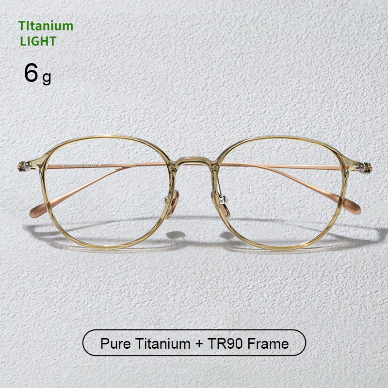 2023 復古純鈦 TR90 眼鏡 Frmae 男士女士時尚光學近視眼鏡框輕質橢圓形裝飾眼鏡 50045