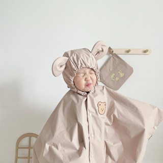 【Peanut】韓ins兒童小熊雨衣 連帽斗篷卡通雨衣 小學生幼兒園便攜雨具衣服