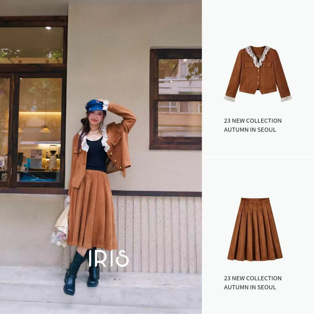 Iris BOUTIQUE 泰國製造焦糖調色板套裝(上衣+裙子)焦糖拿鐵套裝