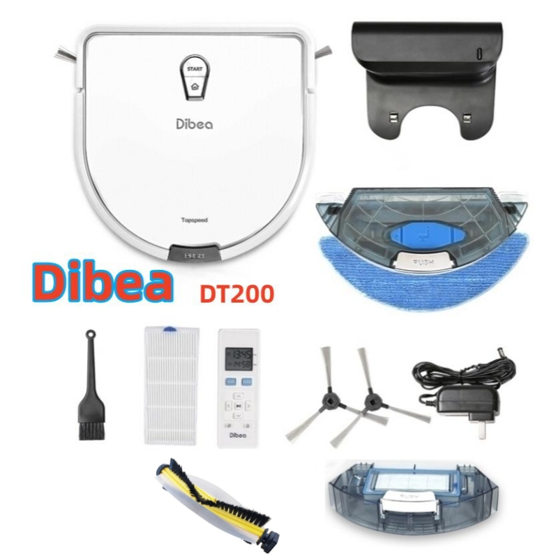 Dibea GT200 掃地機器人配件(滾刷、邊刷、拖把布、HEPA 過濾器、水箱、塵盒)