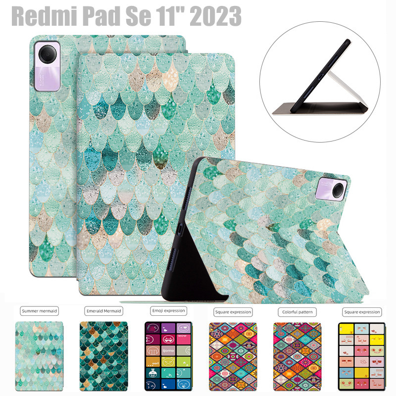 XIAOMI REDMI 小米紅米 Pad Se 11 英寸 2023 平板電腦智能手機殼彩色格子系列皮套