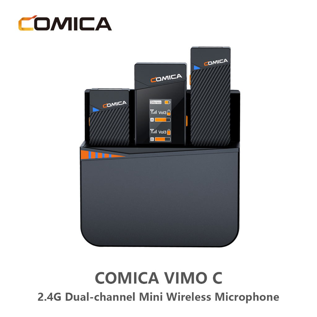 科嘜 Comica Vimo C 2.4G 迷你無線翻領麥克風帶充電盒,適用於智能手機攝像頭播客採訪