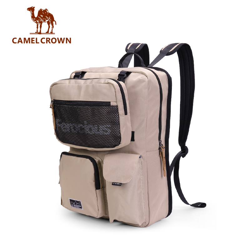 CAMEL CROWN駱駝 多功能雙肩包 城市休閑筆記本電腦包大容量後背包