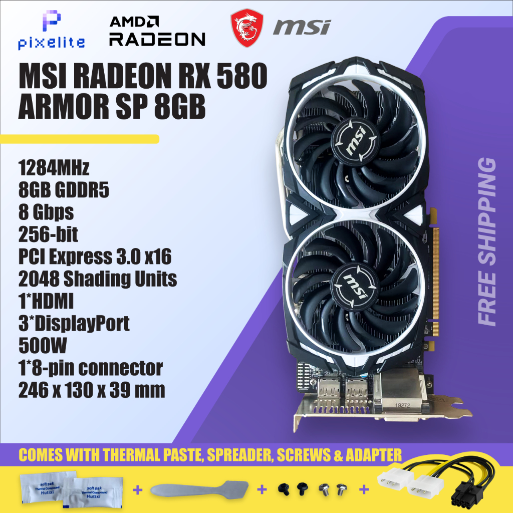 MSI 二手微星 RX 580 RX580 2048SP 2048 SP 8G 8GB D5 雙風扇 AMD 顯卡顯卡