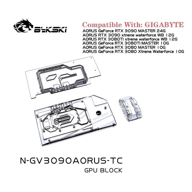 Bykski GPU 雙面塊用於技嘉 Aorus RTX3090/3080/3080TI Master/Xtreme 背