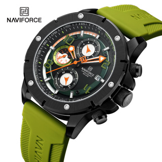 Naviforce NF8034 男士軍用手錶豪華原裝石英運動手錶男士防水橡膠錶帶數字模擬時鐘