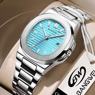 LIGE 新款手錶男士防水夜光日期不銹鋼方形手錶