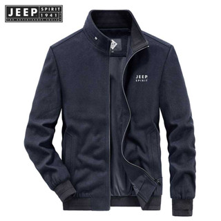 Jeep SPIRIT 1941 ESTD毛呢外套男士短款中青年立領商務爸爸裝