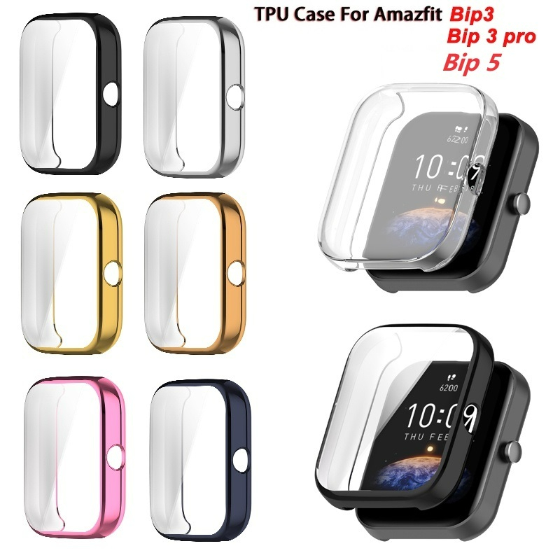 適用於華米 Amazfit Bip5 Bip3 Pro Bip 5 3 Pro 軟電鍍手錶屏幕保護框全覆蓋的 TPU 外