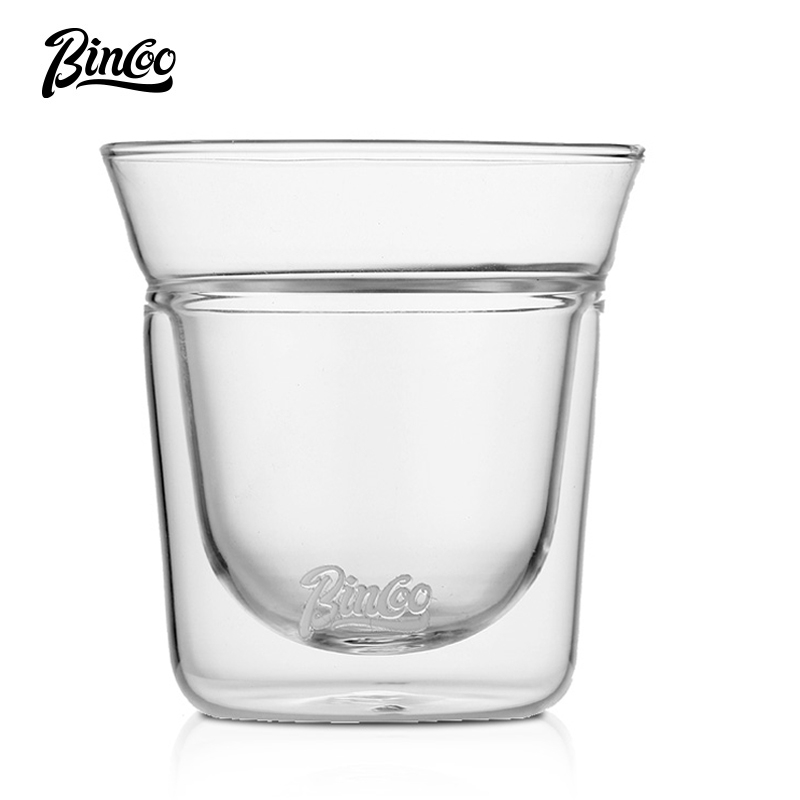 BINCOO 雙層咖啡杯 手沖杯 玻璃隔熱杯 高顏值意式濃縮冰美式品鑒杯 這宜家用辦公室 180ML/220ML