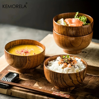 KEMORELA 家用日式餐具創意防燙湯碗中式木碗湯碗健康食品容器復古晚餐餐具廚房配件