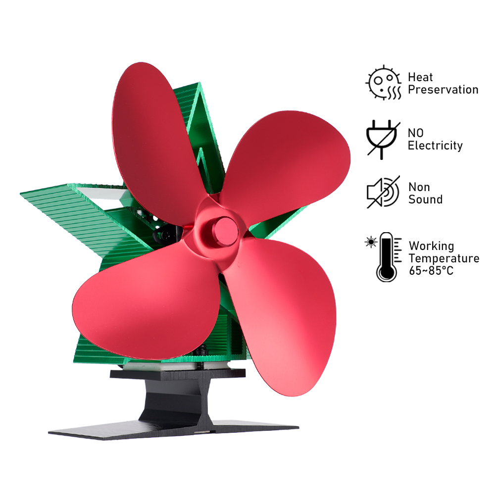 耶誕節 4 葉片熱力爐灶風扇 原木燃燒器 生態風扇靜音壁爐風扇 高效散熱