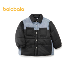 balabala 男童外套秋冬保暖兒童棉服厚材質拼接洋氣短版潮