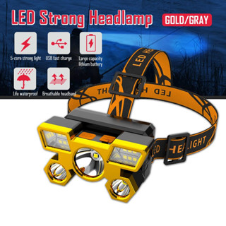 COB強光頭燈超亮頭燈礦燈LED手電筒/頭燈戶外野營頭燈USB充電釣魚燈維修工作頭燈