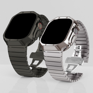 经典蝴蝶扣钢带 TPU表壳 适用苹果手表 Apple Watch 不锈钢表带 41 44 45 49mm